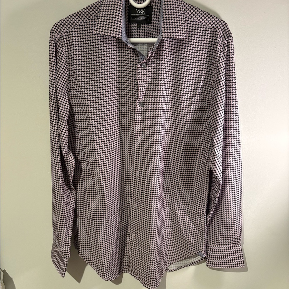 Men's Navy and Pink Checkered Shirt